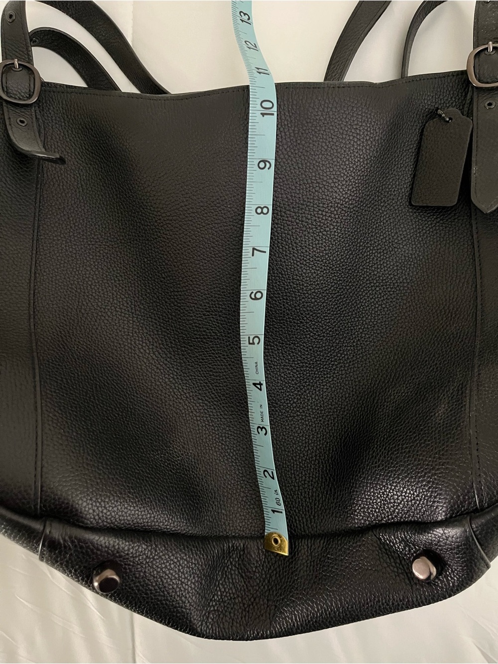 COACH Black Leather Shoulder Bag - Women's Classic Tote - Picture 7 of 8